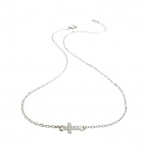 Sterling silver 925°  cross anklet with cz. 23cm plus 4cm extention. 