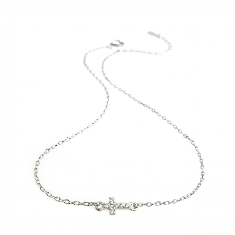 Sterling silver 925°  cross anklet with cz. 23cm plus 4cm extention. 