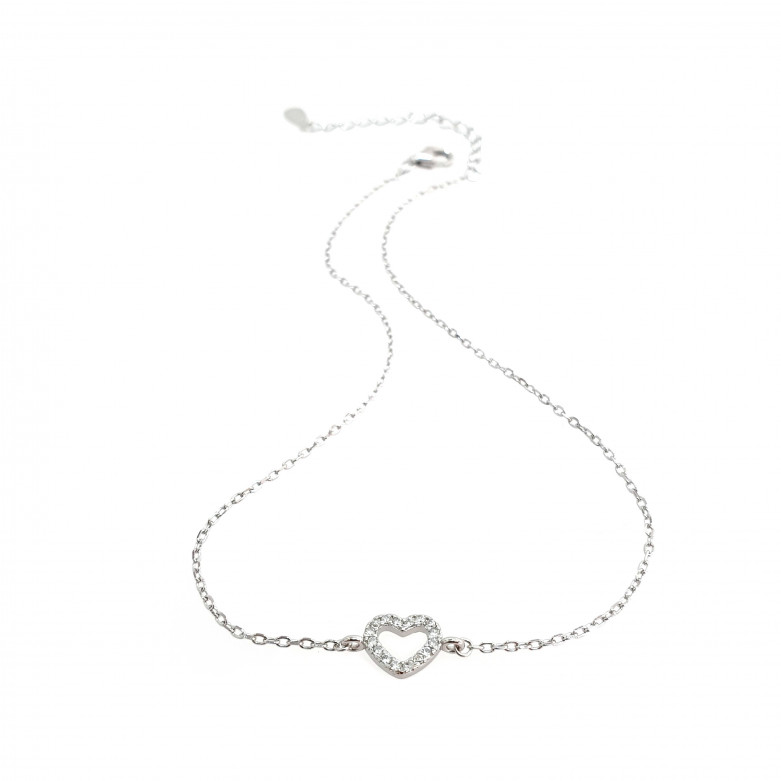 Sterling silver 925°   heart anklet with cz. 23cm plus 4cm extention.