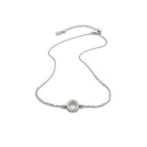 Sterling silver 925°,  circle of life anklet with cz. 23cm plus 4cm extention.