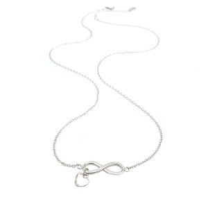 Sterling silver 925° infinity with a dangling heart necklace . 42cm plus 4cm extension.