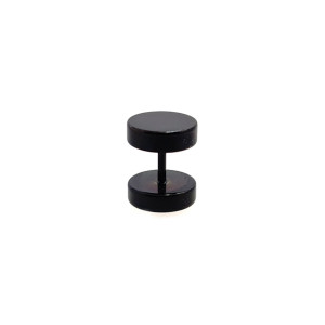 Single 10mm Stainless steel Black round ear plug. Single stud earring