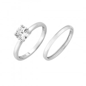 Sterling Silver 925° cz solitair ring set