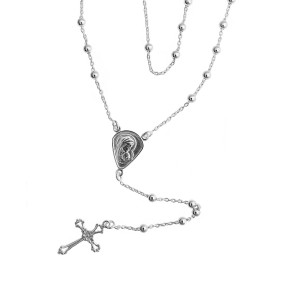 Sterling Silver 925° Rosary 67cm necklace. Rosario