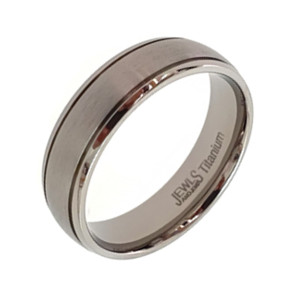 Titanium ring matt center two grooves