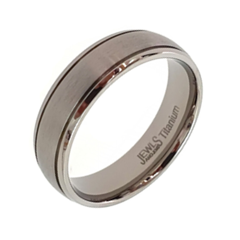 Titanium ring matt center two grooves