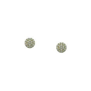 9ct yellow gold round multi cz cluster stud.