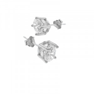 Sterling silver 925° 6mm clear round cz studs.