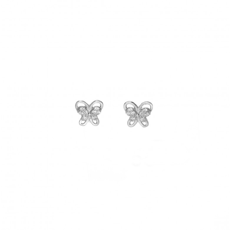 Sterling silver 925° rhodium cz butterfly earring