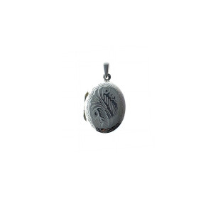 Sterling Silver 925°. Engraved Oval locket 20 x 27mm. Pendant.
