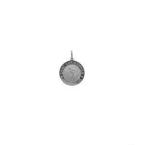 Sterling Silver 925°. 18mm round St Christopher. Pendant.