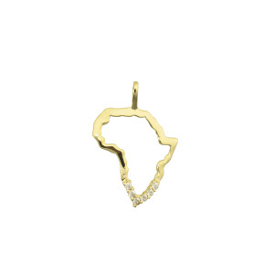 9ct gold open cz map of africa pendant
