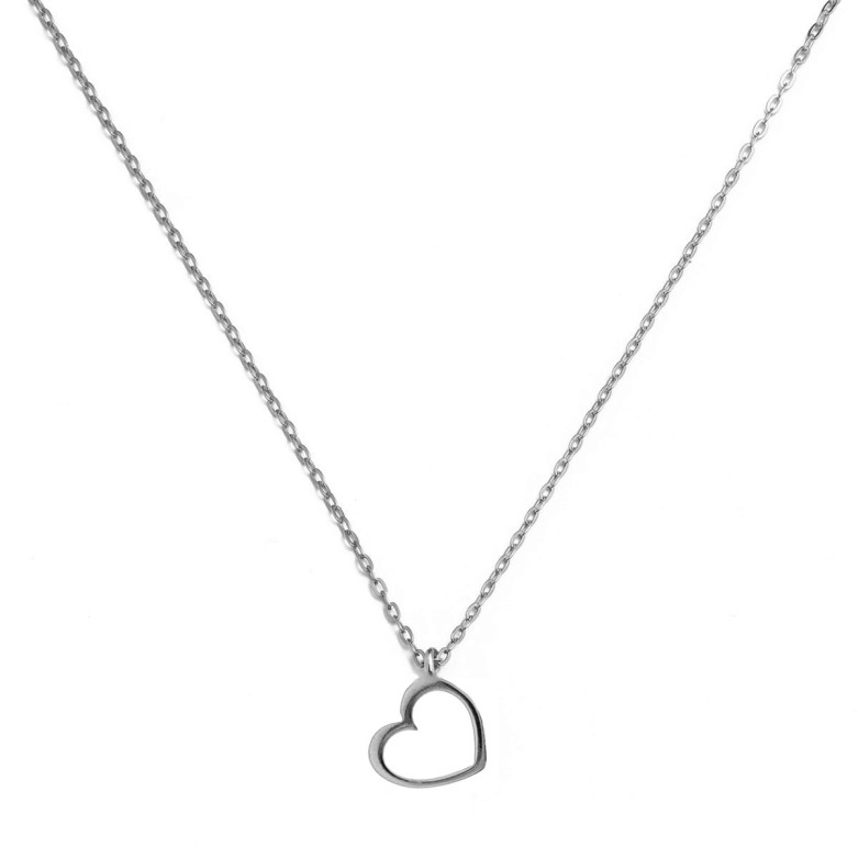 Sterling silver 925°  rhodium heart pendant on forzatina chain