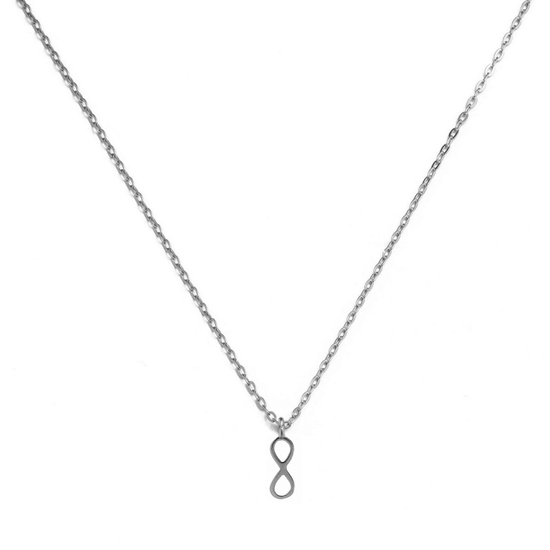 Sterling silver 925°  rhodium infinity on forzatina chain