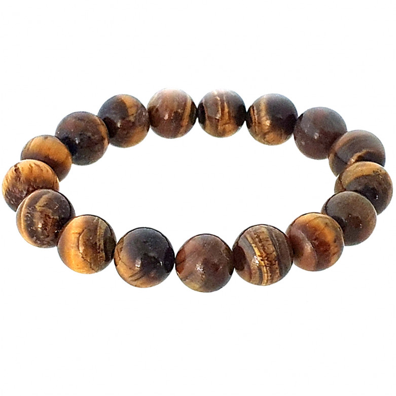 Semi precious 10mm tiger eye round bead bracelet