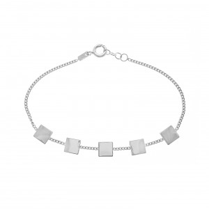 Sterling silver 925°  curb bracelet with square discs 