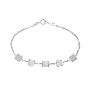 Sterling silver 925°  curb bracelet with square discs 