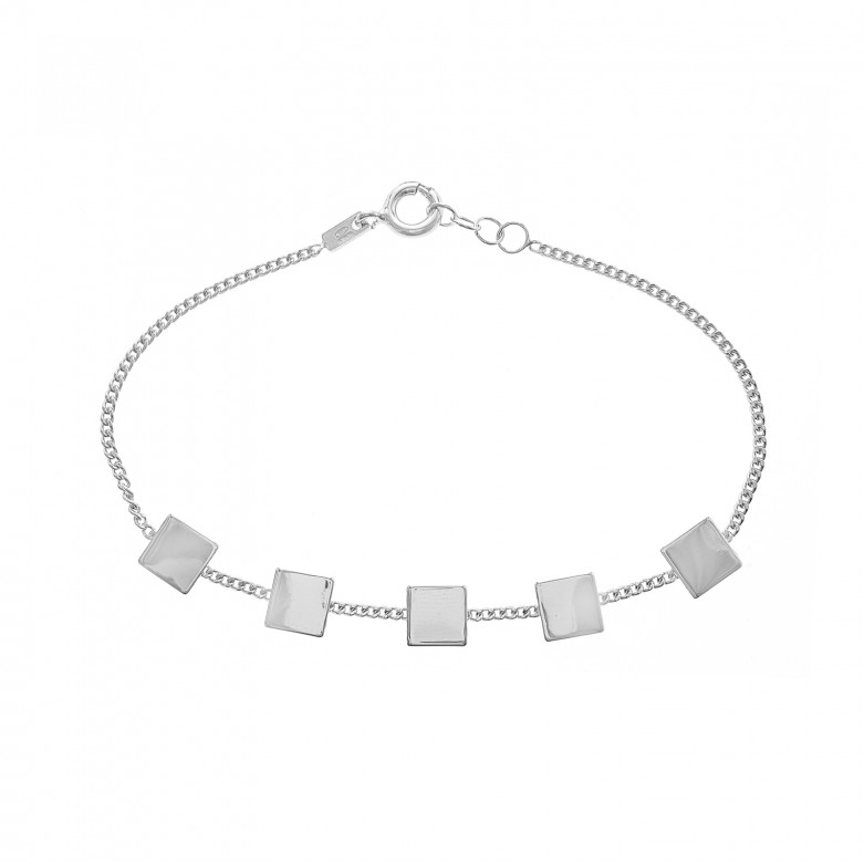 Sterling silver 925°  curb bracelet with square discs 