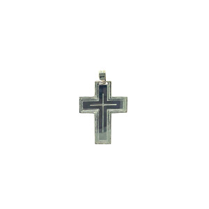 Sterling silver 925° 30 x 23 x 1.6mm solid hand made cross with an engraved out line creating a boarder.