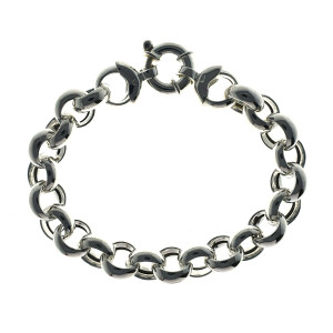 Sterling Silver 925°. Belcher bracelet with a signoretti clasp 21cm, 180 gauge.