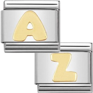 Nomination Composible classic letter A to Z in 18ct gold and stainless steel.