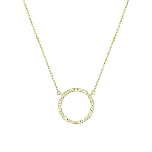 Sterling silver 925° cz circle of life necklace with gold plating.