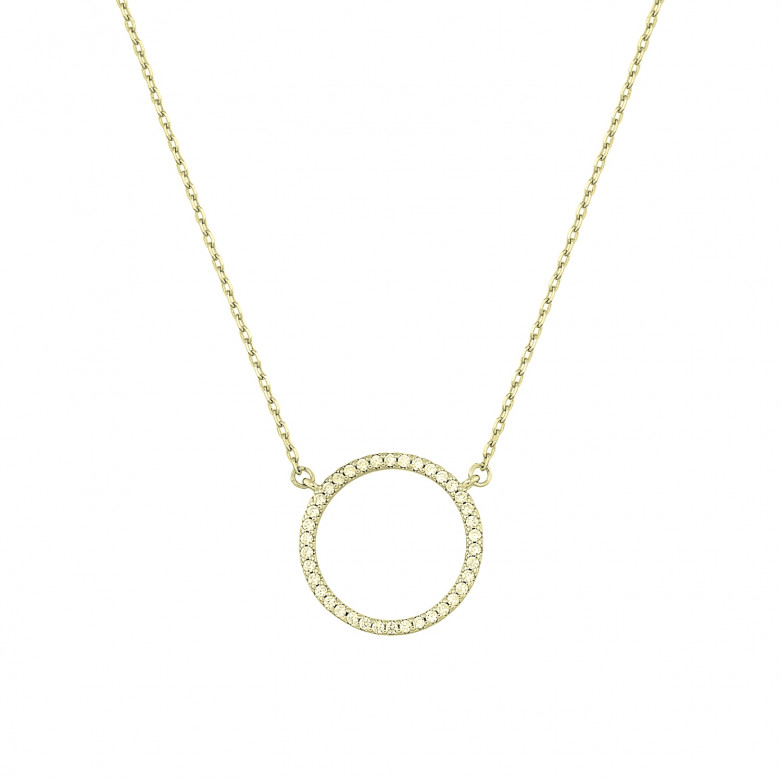 Sterling silver 925° cz circle of life necklace with gold plating.