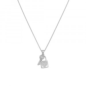 Sterling silver 925° c.z. lock and key pendant set . Chain not included