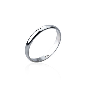 Sterling silver 925° 3mm hand made solid D-shaped band