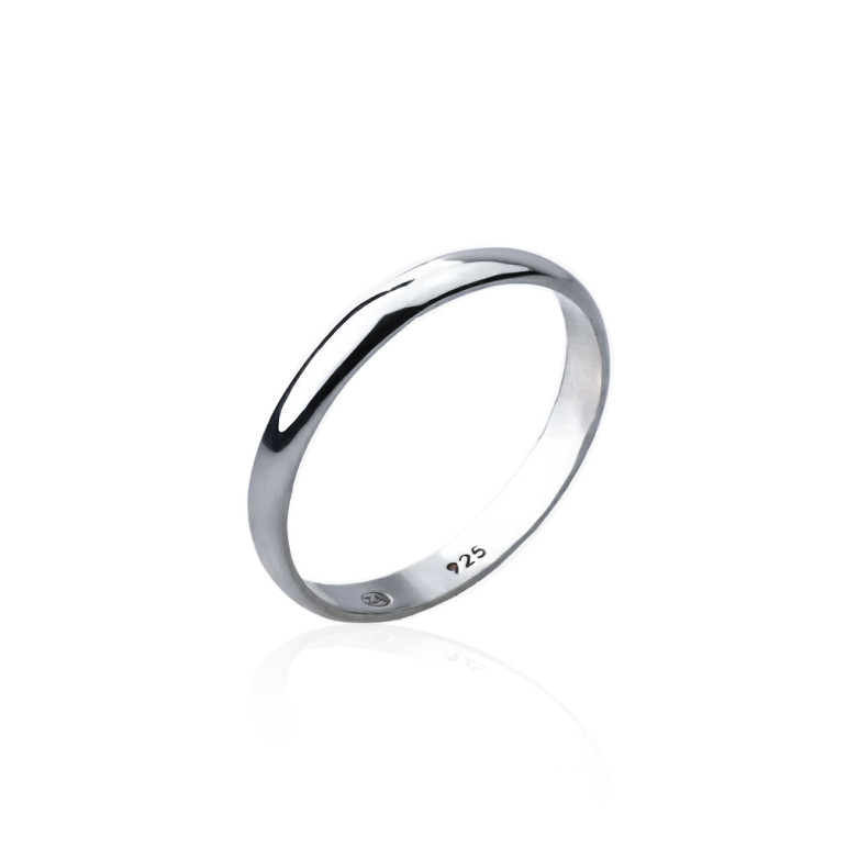 Sterling silver 925° 3mm hand made solid D-shaped band