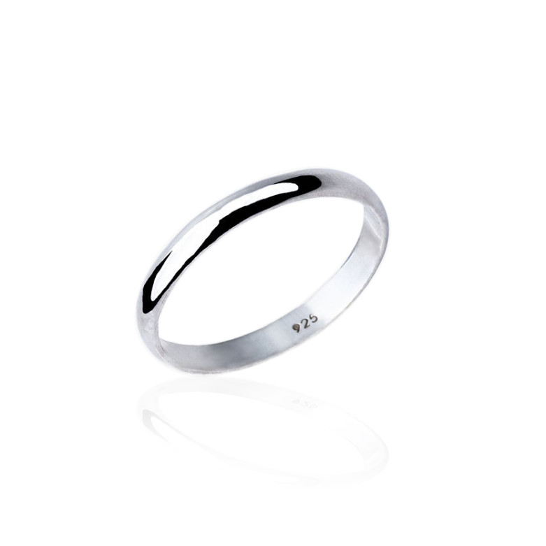 Sterling silver 925° 4mm hand made solid D-shaped band