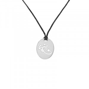 Sterling silver 925° scorpio disc on cord necklace. Zodiac