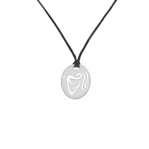 Sterling silver 925° aquarius disc on cord necklace. Zodiac