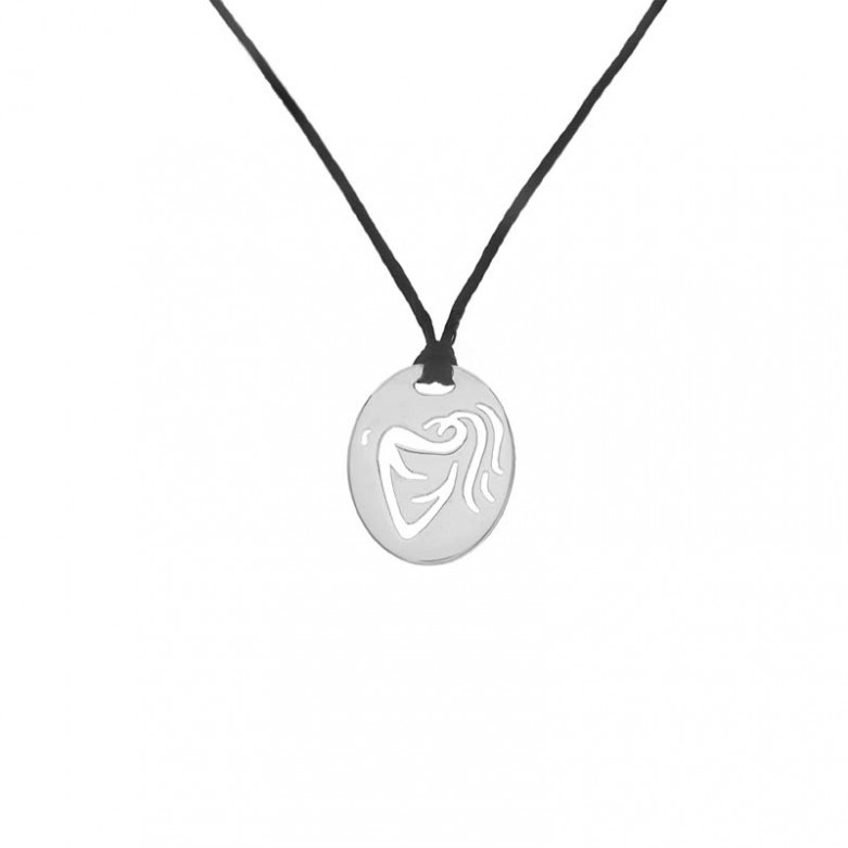 Sterling silver 925° aquarius disc on cord necklace. Zodiac