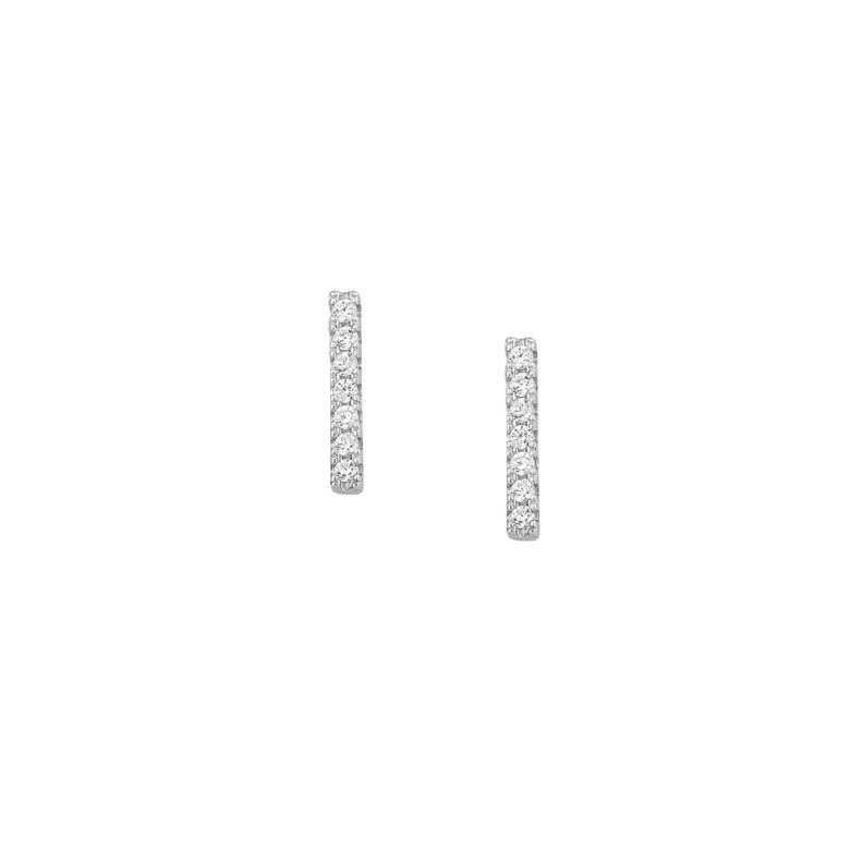 Sterling silver 925°. bar stud earrings with cz