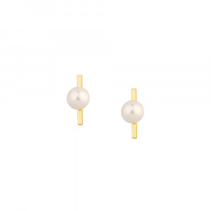 Sterling silver pearl ,bar stud earrings.