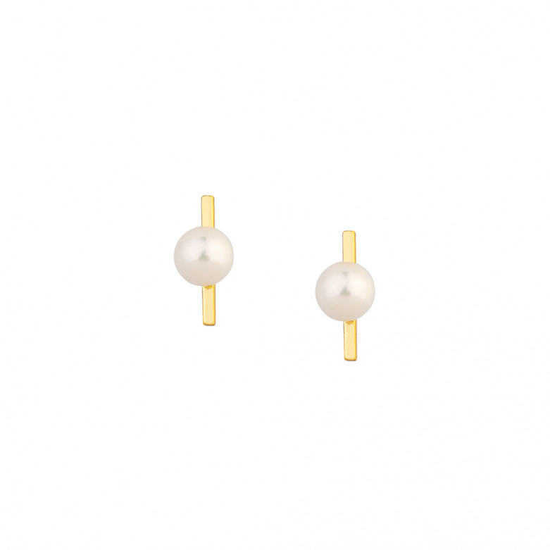 Sterling silver pearl ,bar stud earrings.