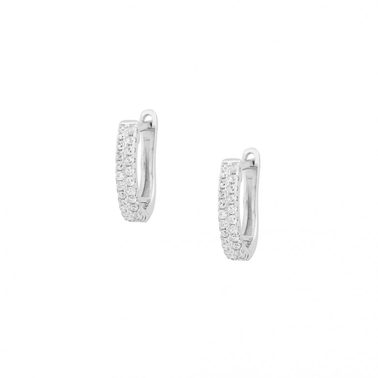 Sterling silver 925°. huggies with double row cz