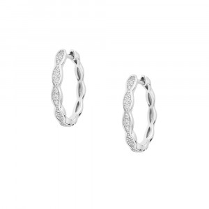 Sterling silver 925°. Scalloped hoop earrings with CZ