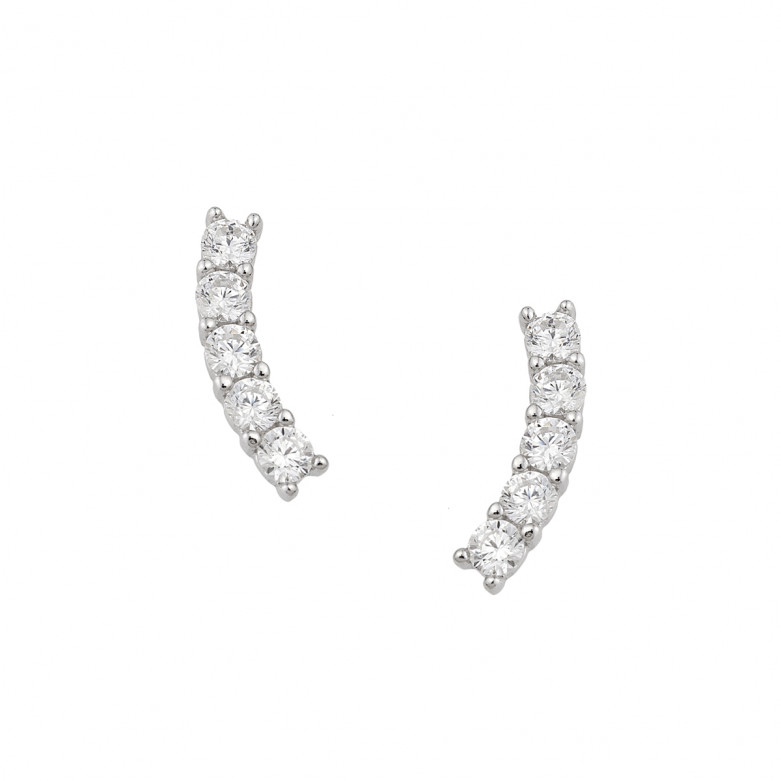 Sterling silver 925° curve bar earrings with cz 