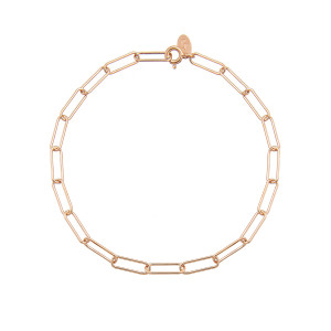 Sterling silver 925° rose gold plated long link bracelet, 18cm.
