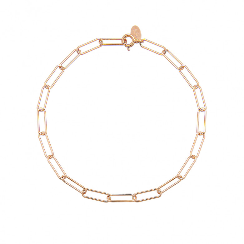 Sterling silver 925° rose gold plated long link bracelet, 18cm.