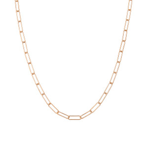 Sterling silver 925° rose gold plated long link necklace, 40cm.