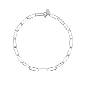 Sterling silver 925° rhodium long link bracelet, 18cm.