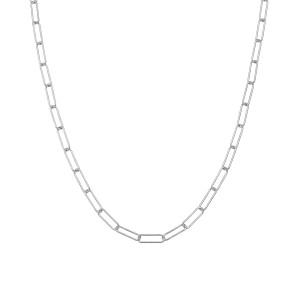 Sterling silver 925° rhodium plated, long link necklace, 40cm.