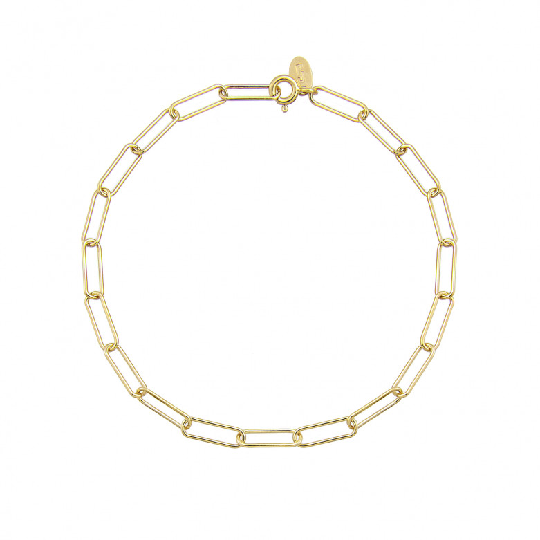 Sterling silver 925° gold plated, long link bracelet, 18cm.