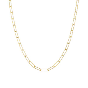 Sterling silver 925° gold plated long link necklace, 40cm.