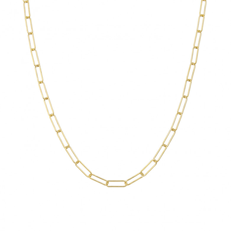 Sterling silver 925° gold plated long link necklace, 40cm.