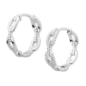 Sterling silver 925° hoops with links white cz