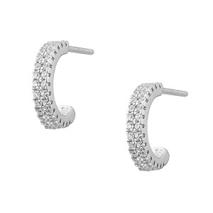 Sterling silver 925° hoop earrings rhodium plated white cz